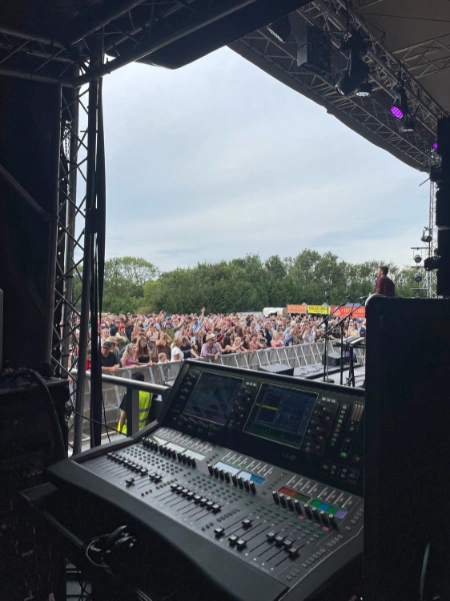 Audio desk and crowd
