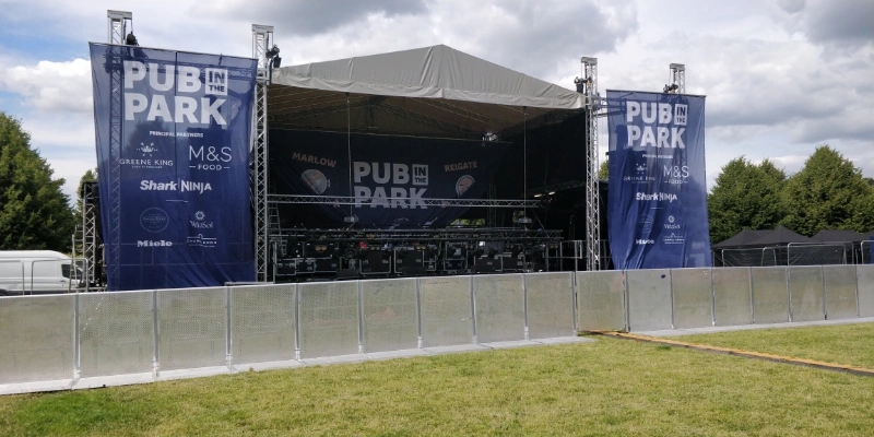 Pub in the Park stage and towers